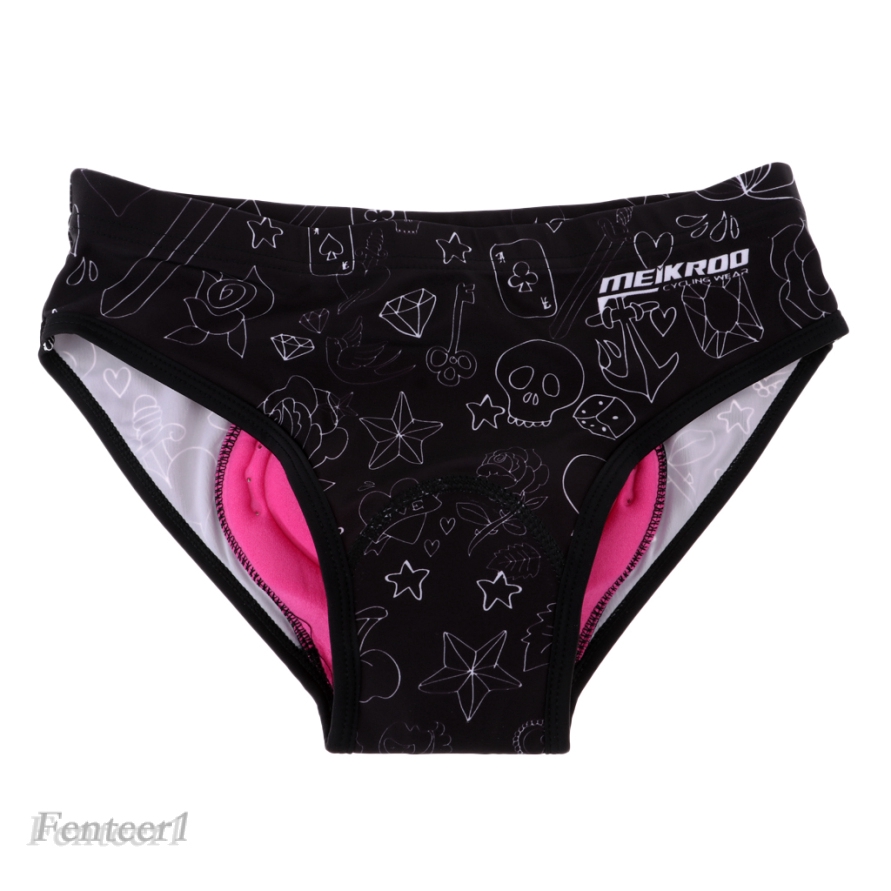 NOOYME Women Bike Underwear Gel 3D Padded Printed Design Bicycle Briefs Cycling Underwear Shorts 