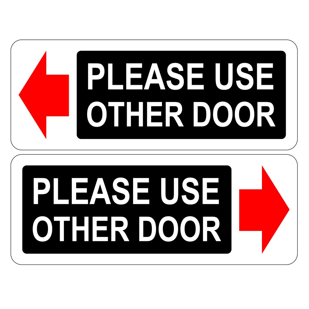 Please Use Other Door With Left Right Arrow Pvc Sign Sticker 2 S 50x130mm