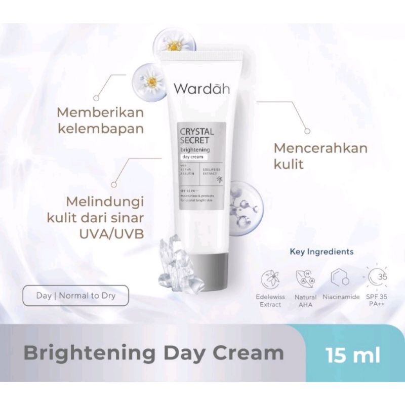 Wardah Crystal white secret day cream 15g / Brightening Skin | Shopee ...