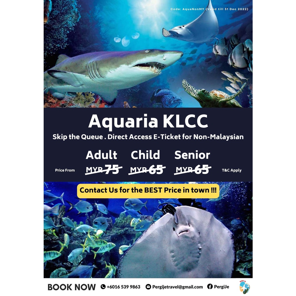 [ETicket Direct Entry] Aquaria KLCC Admission Ticket for NONMALAYSIAN (Fr RM65/Pax) Shopee