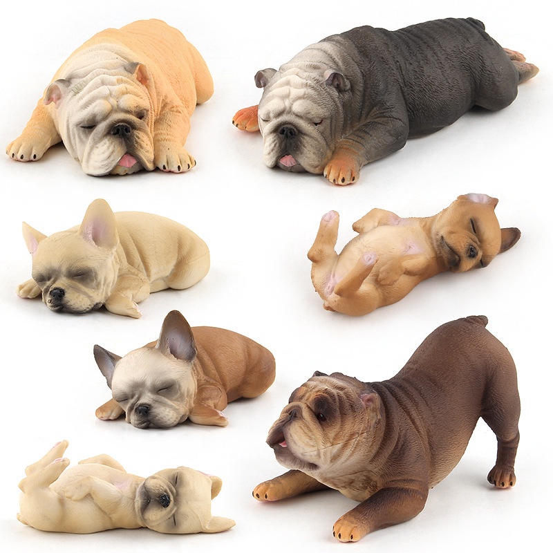 ★Ready Stock Hot Sale★Simulation French Bulldog Animal Model Cute Model Can't Wake Up Lying Posture Series Puppy Decoration Figure Montessori Teaching Aids Children Gifts Manufacturers Wholesale