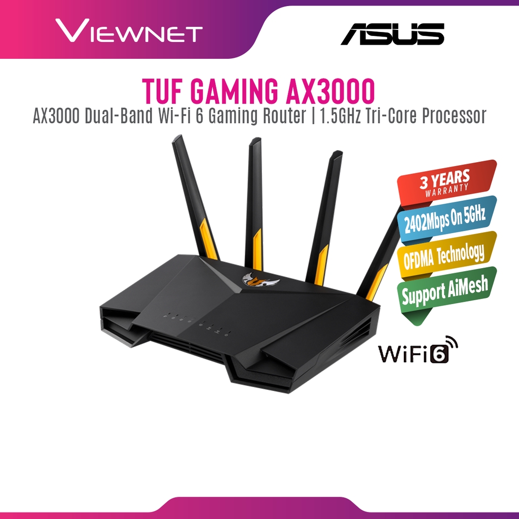 Asus tufax3000 tuf gaming wifi 6 ax3000 router with vpn, open nat, mobile gaming boost and