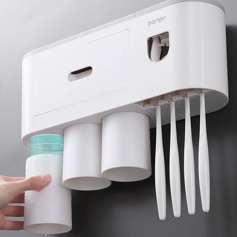 Bathroom Toothbrush Holder Gargle Cup Automatic Toothpaste Holder