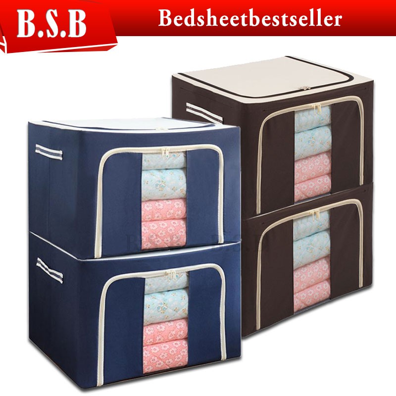 Goods in stock B.S.B 72L Oxford Foldable Extra Large Detachable Storage Box with Steel Frame