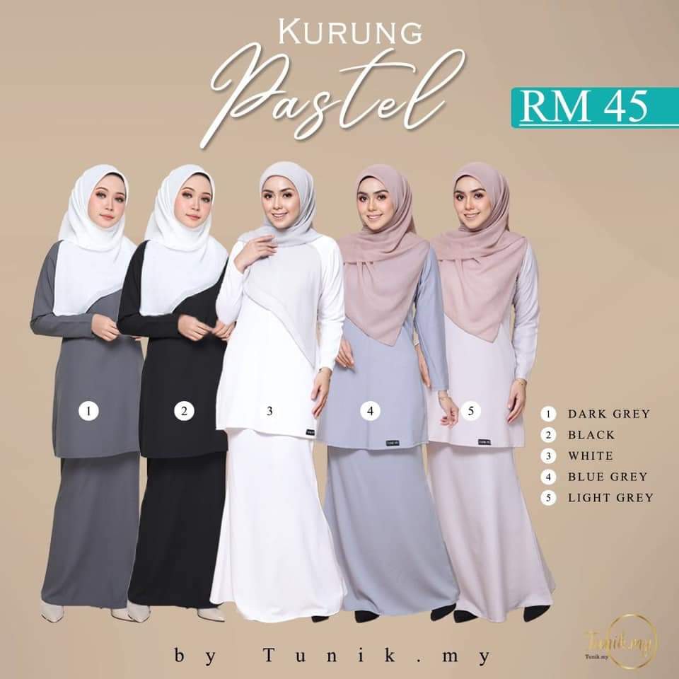 Baju Kurung Pastel Warna Basic Hitam Putih Grey Kurung Bridesmaids Sedondon Cantik Murah Baju Kurung Plain Murah Shopee Malaysia