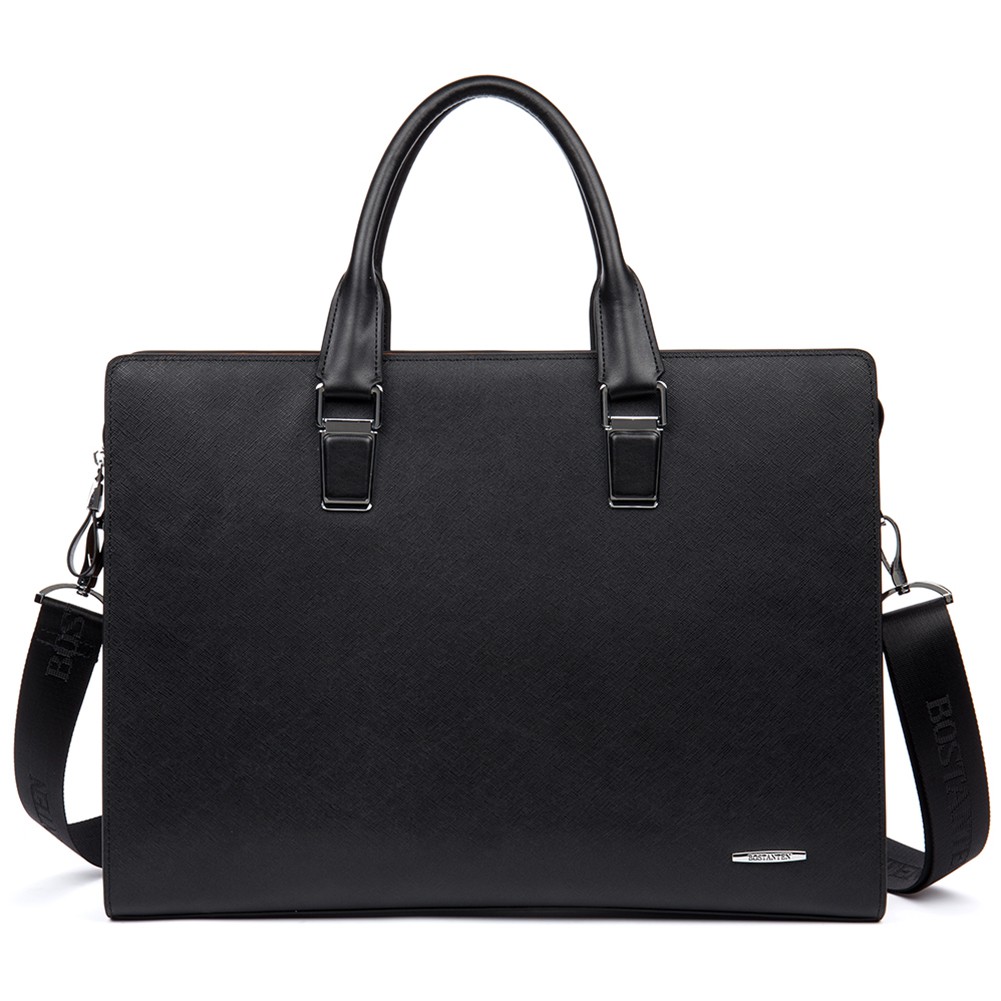 BOSTANTEN Men's Leather Briefcase Laptop Bag - Black | Shopee Malaysia