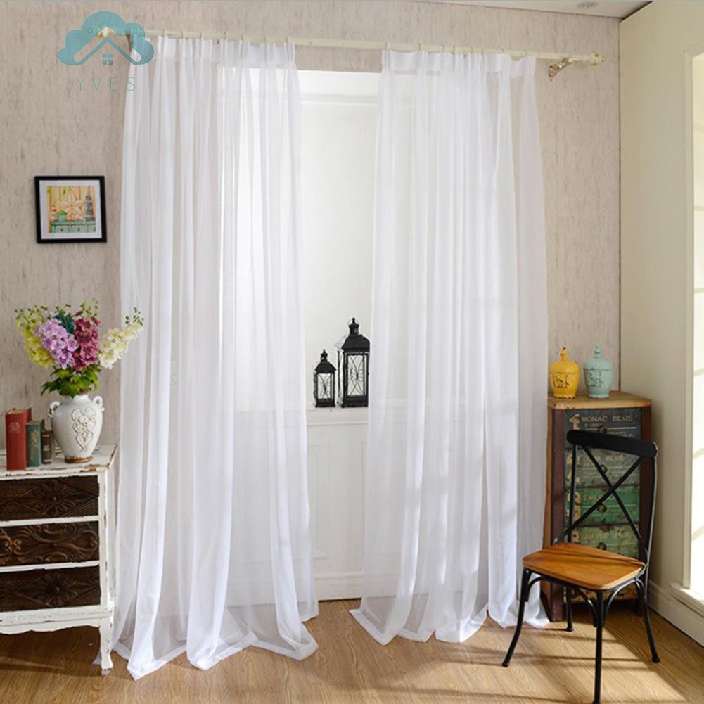 YvesPure White Living Room Solid Yarn Curtain Window Tulle Beautiful Curtains Shopee Malaysia