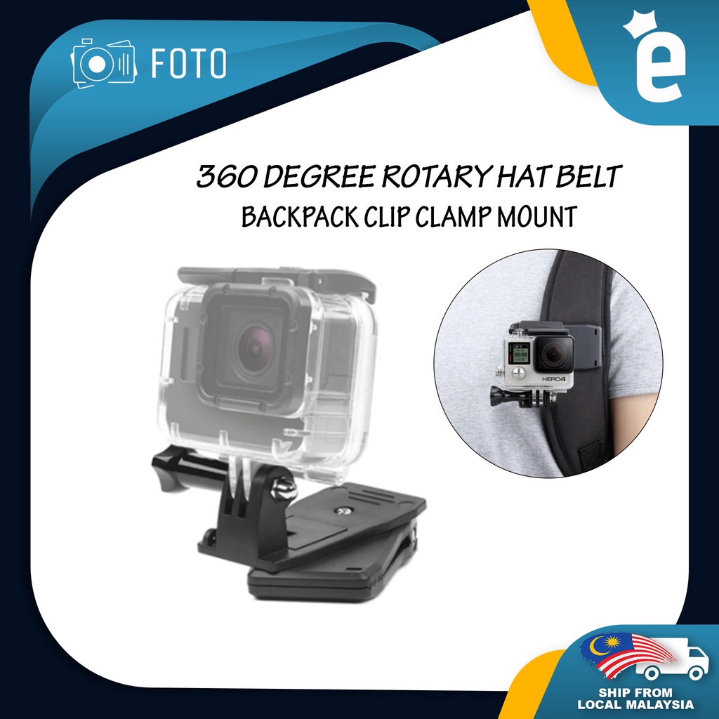 FOTO 360 Degree Rotary Hat Belt Backpack Clip Clamp Mount For Gopro Hero10 Hero 9 and other Action Camera or Smartphone