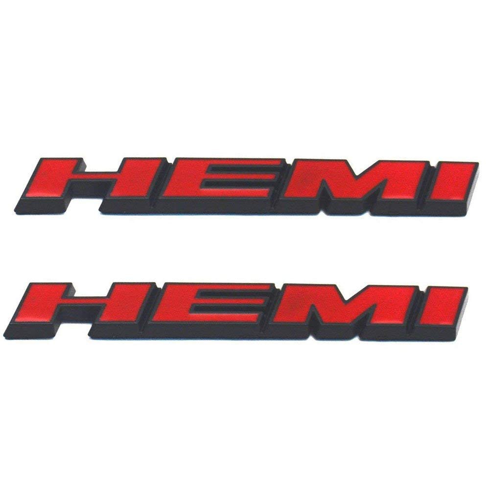 2PCS HEMI Metal Emblem Decal Badge Sticker For Dodge Jeep Chrysler CHARGER RED