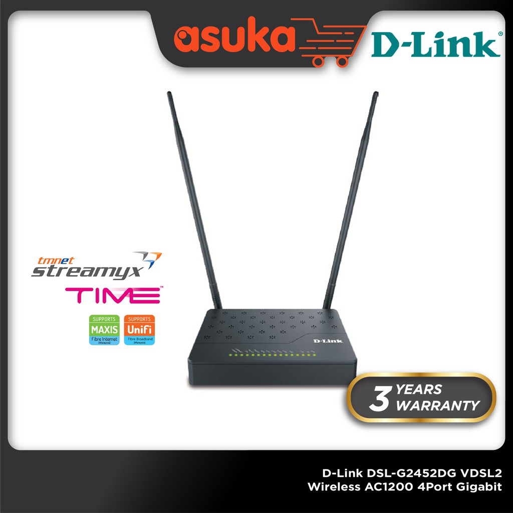D-Link DSL-G2452DG VDSL2 Wireless AC1200 4Port Gigabit LAN/WAN Modem,Support Unifi Lite & Streamyx & Unifi Line