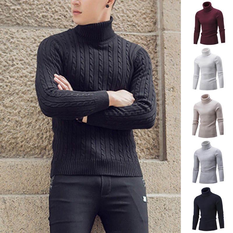 Winter High Neck Thick Warm Sweater Men Turtleneck Sweaters Slim Fit Pullover Knitwear