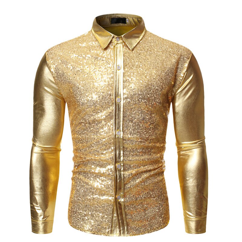 Men's Shiny Multicolor Stage Singer Prom Costume Nightclub Shirts Male New  Slim Fit Party Wedding Glitter Dress Shirt | Shopee Malaysia