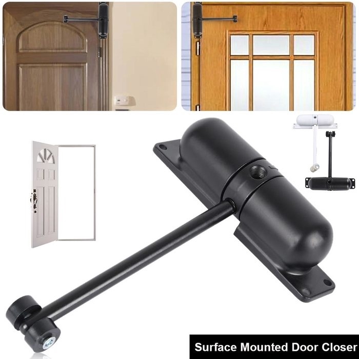 1 Set Adjustable Surface Mounted Door Closer Spring Automatic