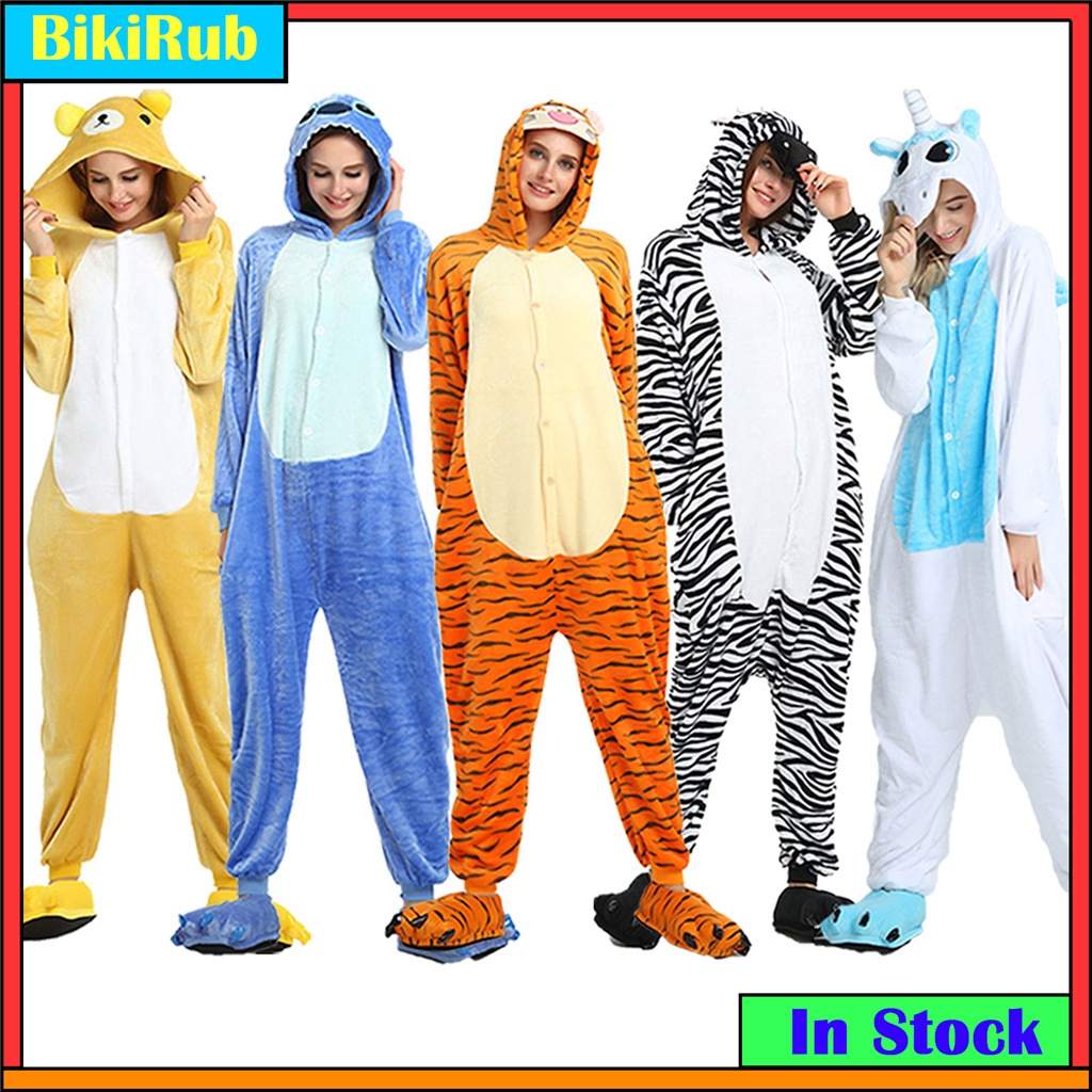 Kigurumi Stitch Animal Pajamas Unisex Adults Panda Onesies Pyjamas Cartoon Soft Flannel Halloween Family Party Costumes Jumpsuits