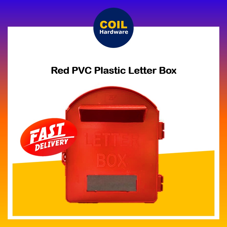 COIL Red PVC Post Letter Box/ RED Plastic Mail Box/ Peti Surat Plastik