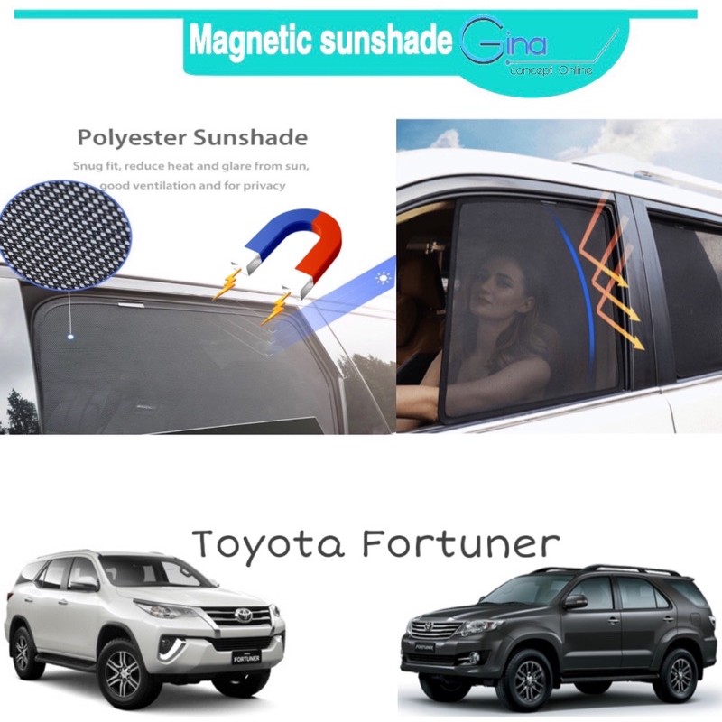 (4pcs) Magnetic Sunshade Toyota Fortuner 2004 - 2020 Magnet Sun Shade ...