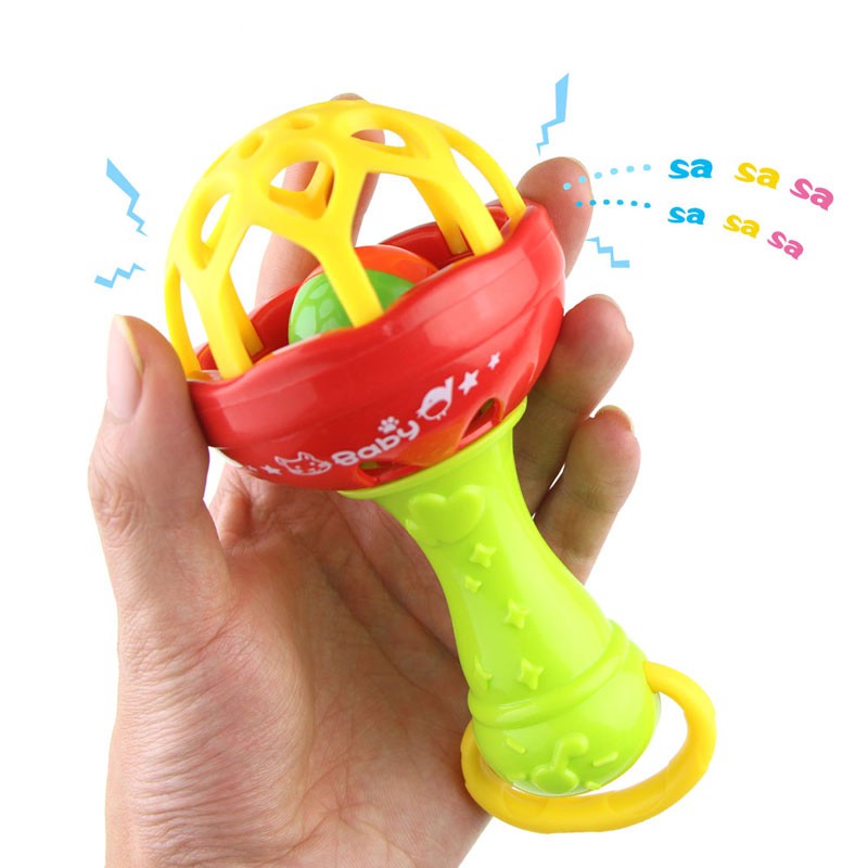 Newborn Baby Hand Rattles Grasping Hand Bell Infant Teether Mobiles