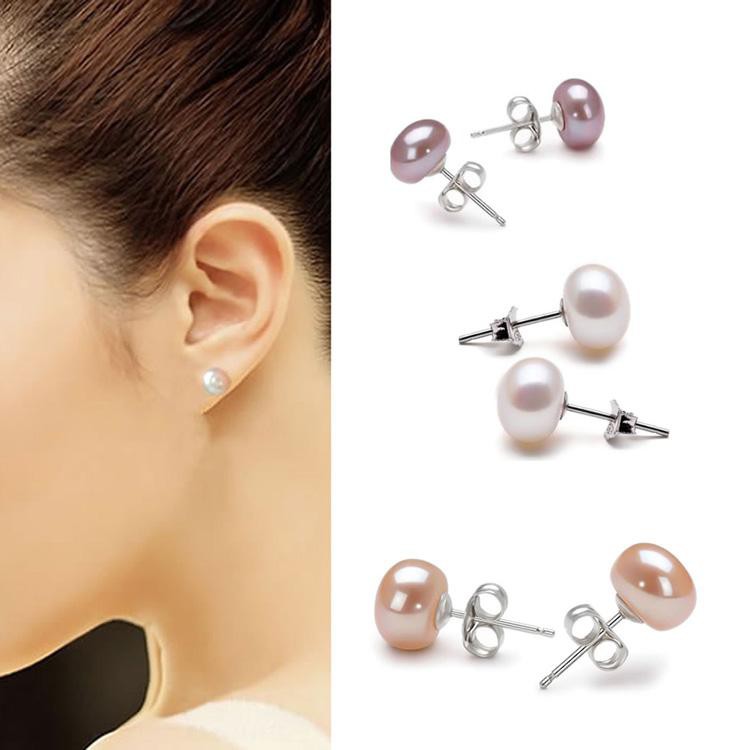 925 Sterling Silver 7mm Freshwater Pearl Stud Earrings