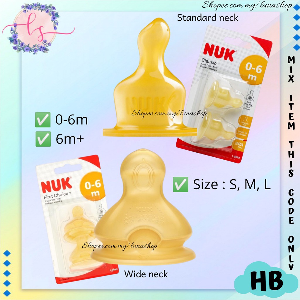 Puting Botol Susu Teat Nuk Anti Colic Wide Neck Standard Neck Latex 0 6m 6m Shopee Malaysia