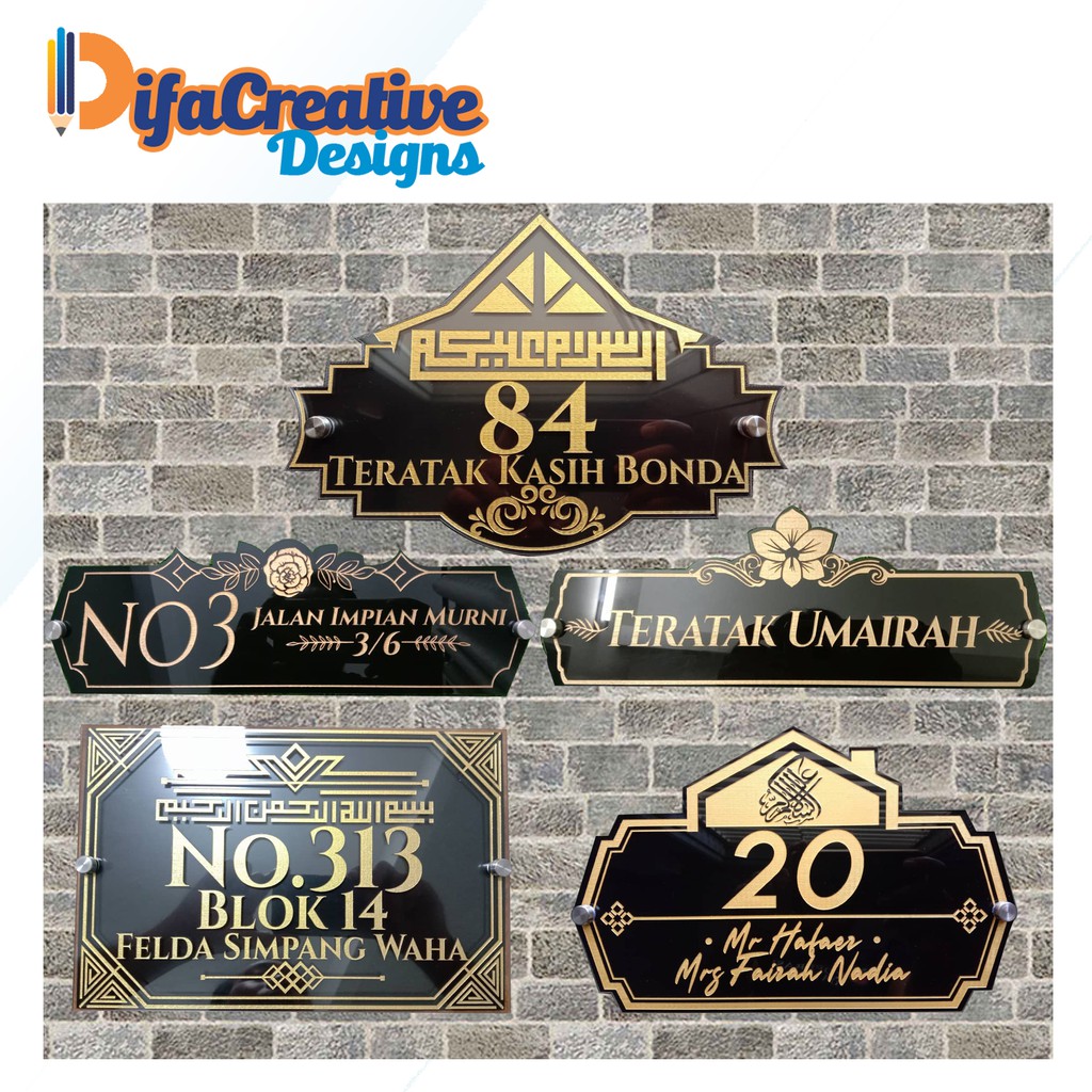 House Number plate with standoff screw(Plet Nombor Rumah) | Shopee Malaysia