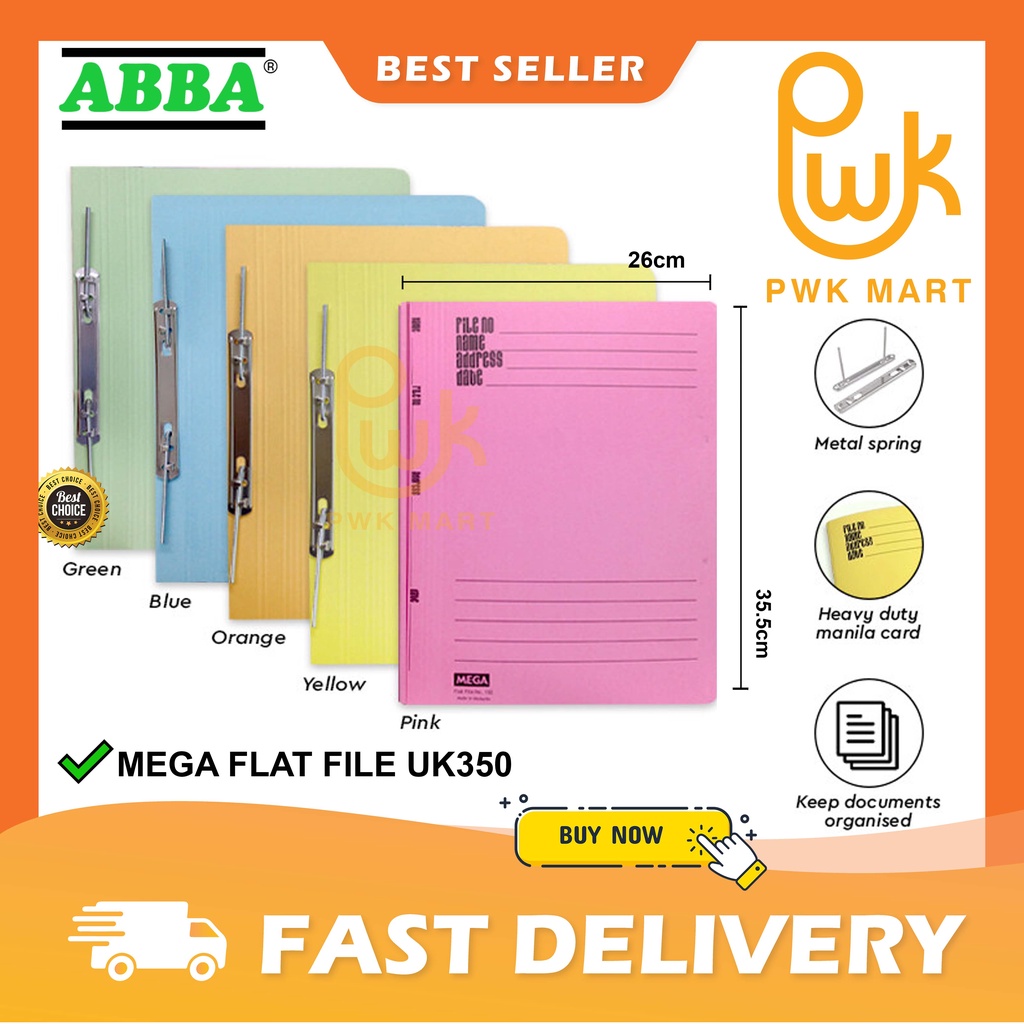 Mega Manila Spring Flat File/Manila Fail Kertas/File Filing/350(UK) THINREADY STOCK
