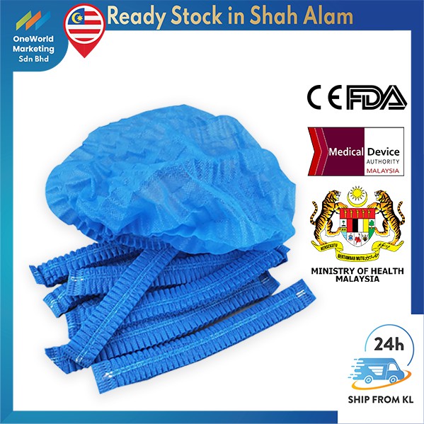 【Ship FromKL】Medical Head Cover 10Pcs Disposable Non Woven 40gsm Surgical Cap Medical grade