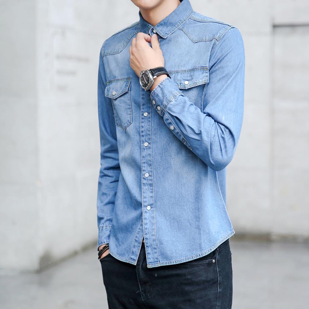 denim shirt with cardigan men