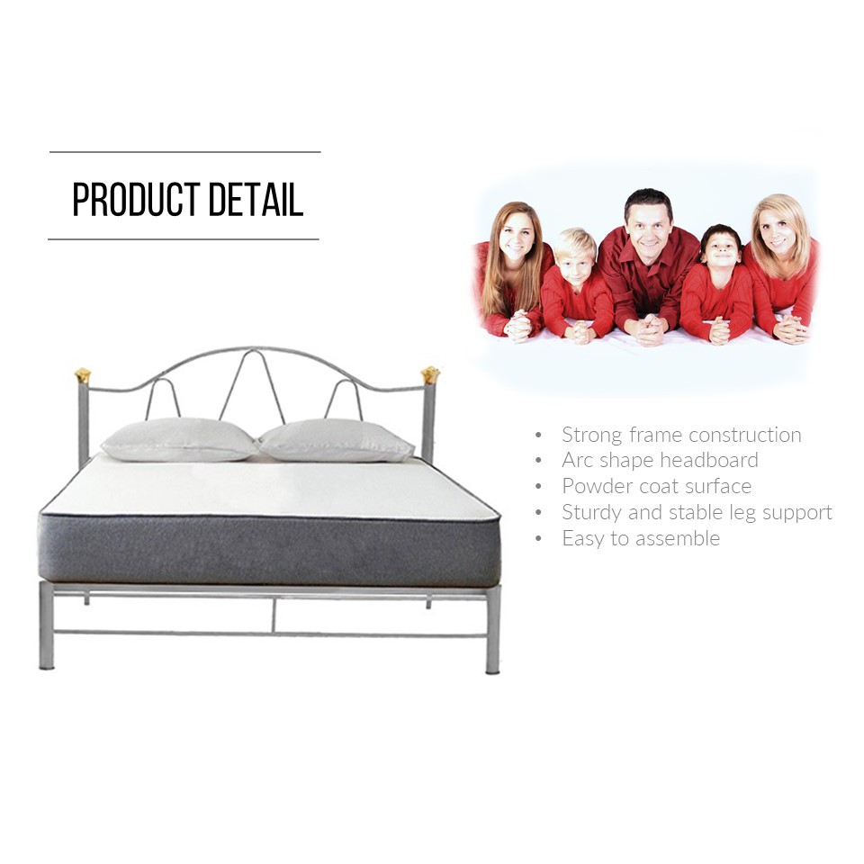Queen Size 3v Powder Coat Metal Bed, Arch Support Bed Frame
