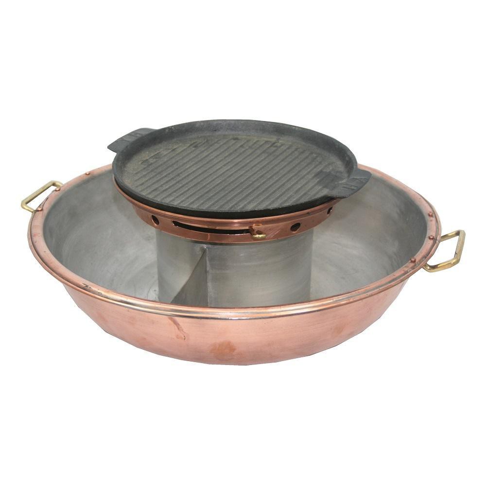 Bronze Steamboat Pot Grill Plate with Divider 36cm