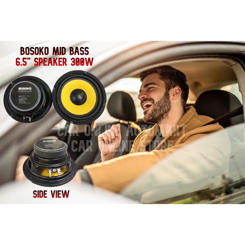 BOSOKO 6.5" Strong Mid Bass 300/250Watts High Power Performance Car Speaker Suitable for all type of car Front and Rear