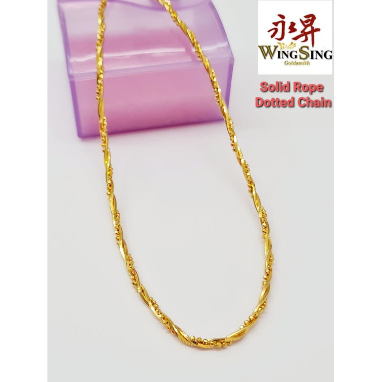Wing Sing 916 Gold Solid Rope Dotted Chain Rantai Leher Pintal Padu Dotted Emas 916 14 92g Shopee Malaysia