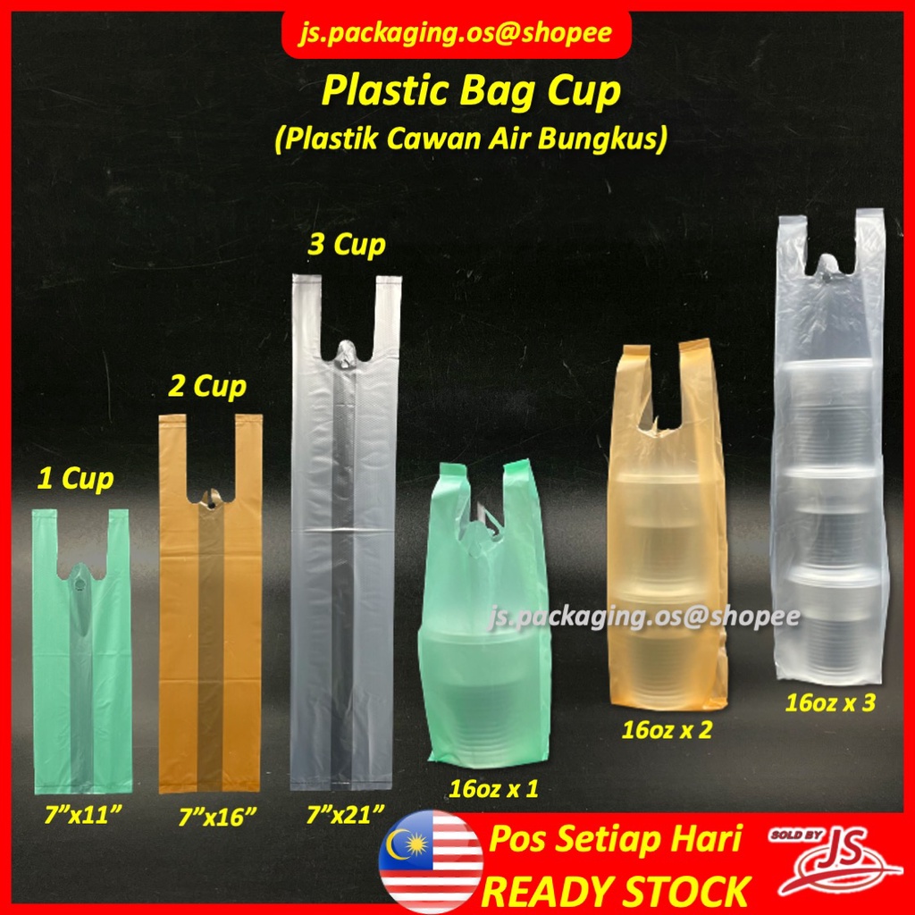 Plastik Cawan Air Bungkus Plastic Bag Cup Plastic Bag 1 2 3 Cup Plastic Cup Bag 7489