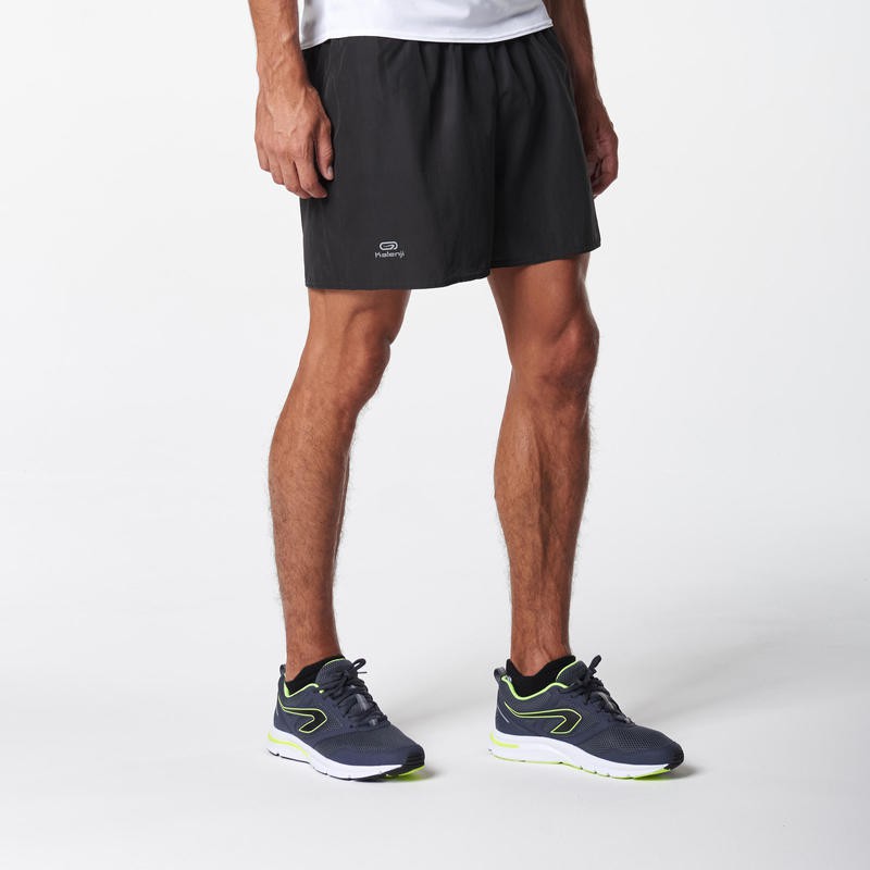 KALENJI RUN DRY MEN'S RUNNING SHORTS BLACK/PEBBLE GREY Shopee Malaysia