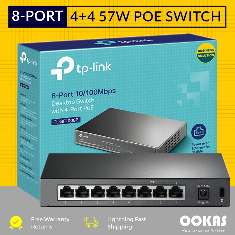 TPLink 8Port 10/100Mbps Desktop Network LAN Switch With 4