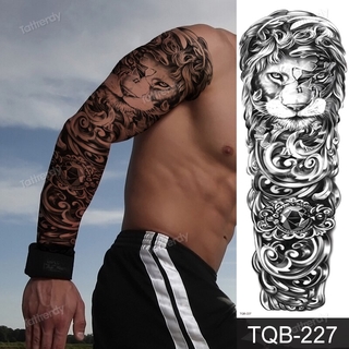full arm temporary tattoos large totem tribal big sleeve tattoo sticker  body art sexy dragon tiger lion king tattoo designs men | Shopee Malaysia