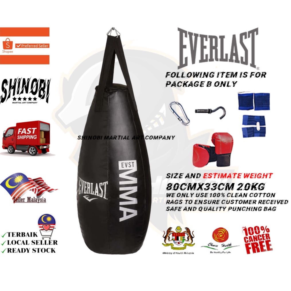 Everlast 85cm Teardrop Punching bag Sand Bag filled SIAP ISI Shopee