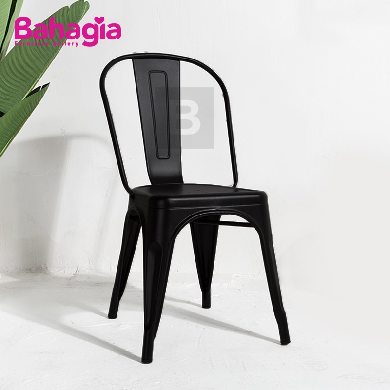 Bahagia Matte Stackable Bar Chair Metal Chair Curved Back Cafe