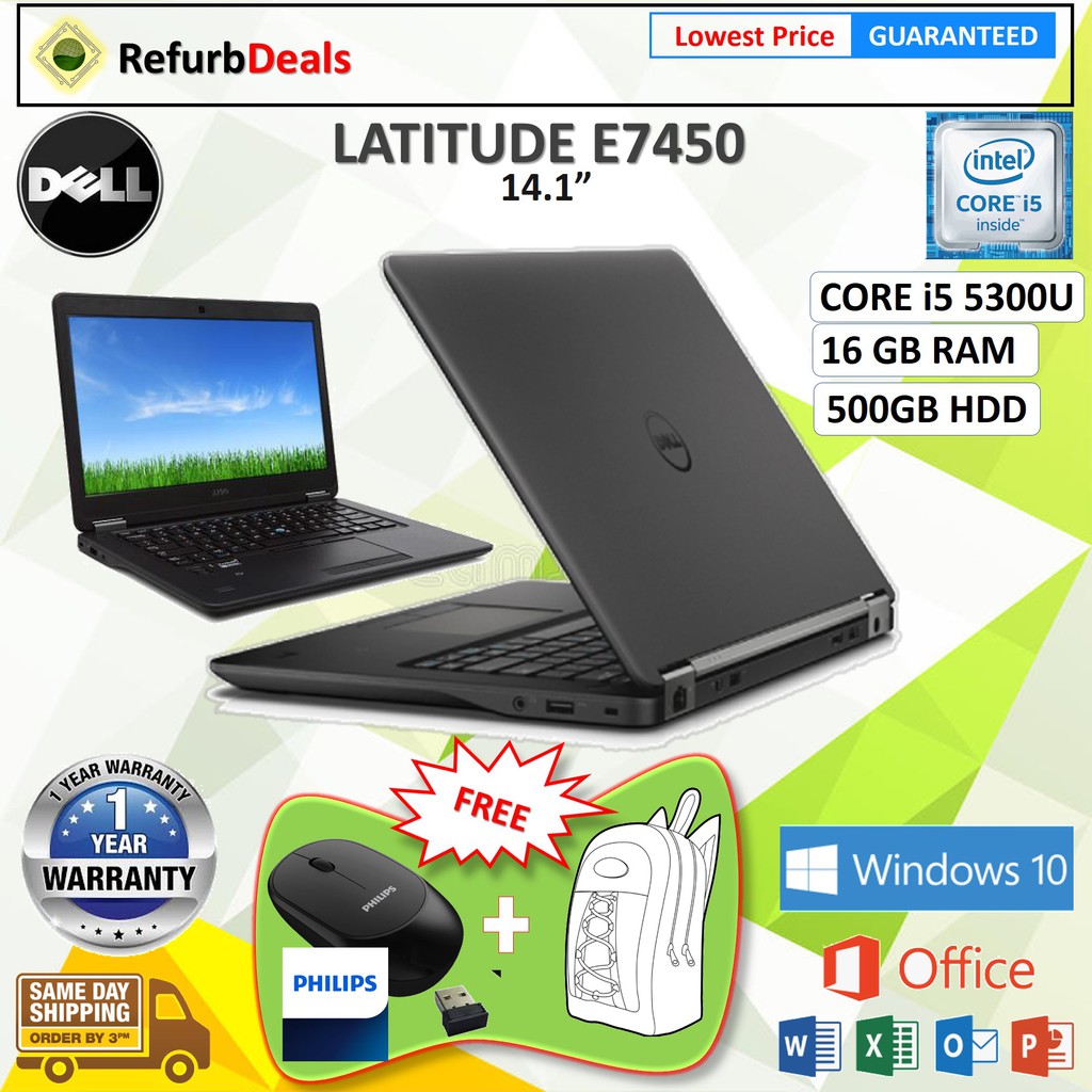 Dell Latitude E7450 Slim Core I5 5300u 16 Gb Ram 500 Gb Hdd 14 1 Screen Slim Notebook Refurbished Shopee Malaysia