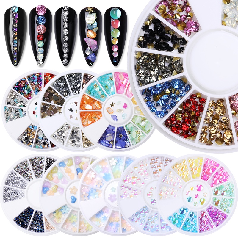 Mixed Color Nail Rhinestone Small Irregular Crystal Gems Beads Stone 3D Nail Art UV Gel Decoration In Wheel Nails Accessories