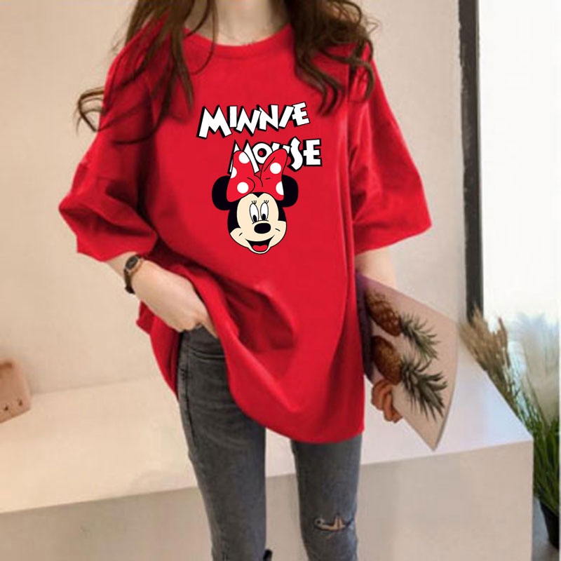 WOMENS LOOSE FIT CUTE MINNIE MOUSE LONG SHIRT BLOUSE NEW 1 SIZE BUST 45" 114 CM 
