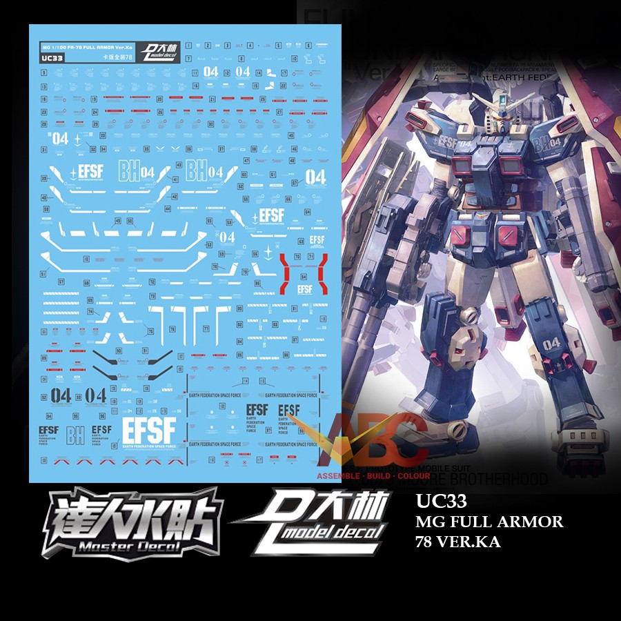 Dalin Waterslide Decal Uc33 Mg 1 100 Gundam Fa 78 Full Armor Gundam Thunderbolt Ver Ka Shopee Malaysia