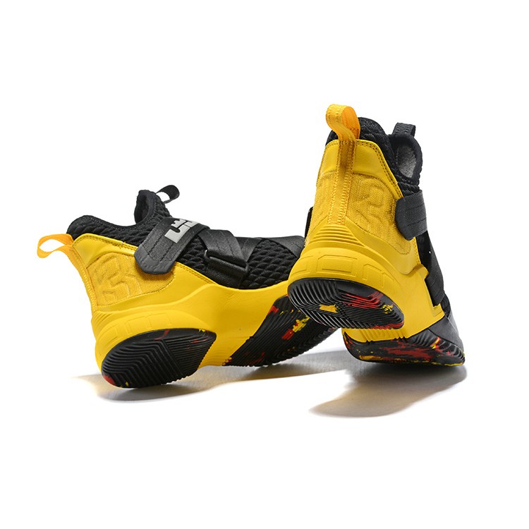 lebron james shoes black and yellow