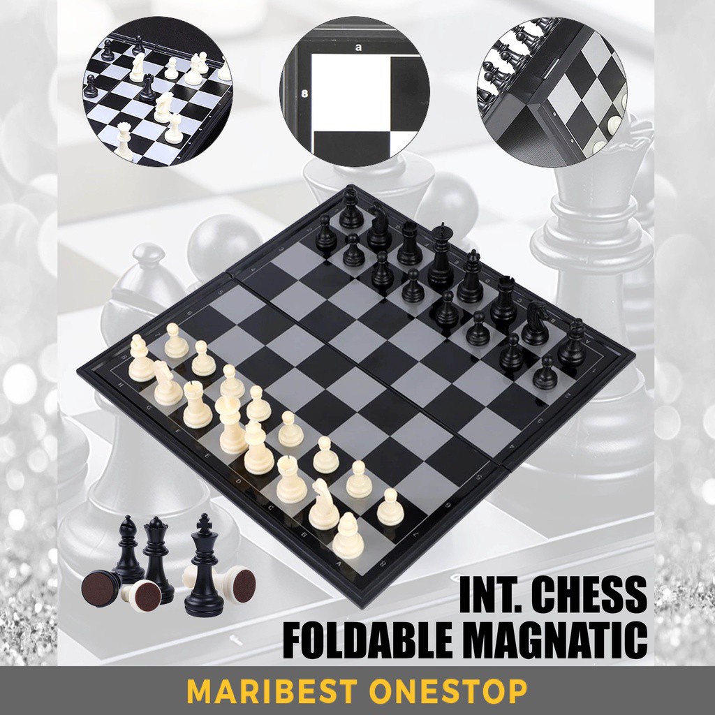 Folding Magnetic Travel Board Chess Set For Kids Or Family Adult Chess Board Game / Set Papan Catur Boleh Lipat Magnetik