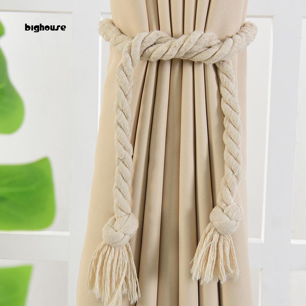 Bighouse 2pcs Handmade Hemp Rope Curtain Drapes Tieback Holdback