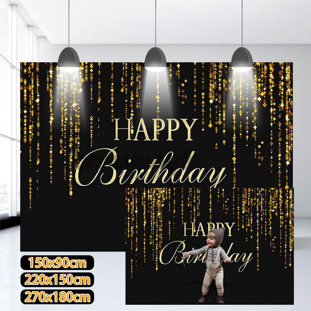 Mocsicka Happy Birthday Black Gold Banner Sign Poster Glitter Birthday  Photography Backdrops Birthday Wishes Background Party Supplies Photobooth  Props | Shopee Malaysia