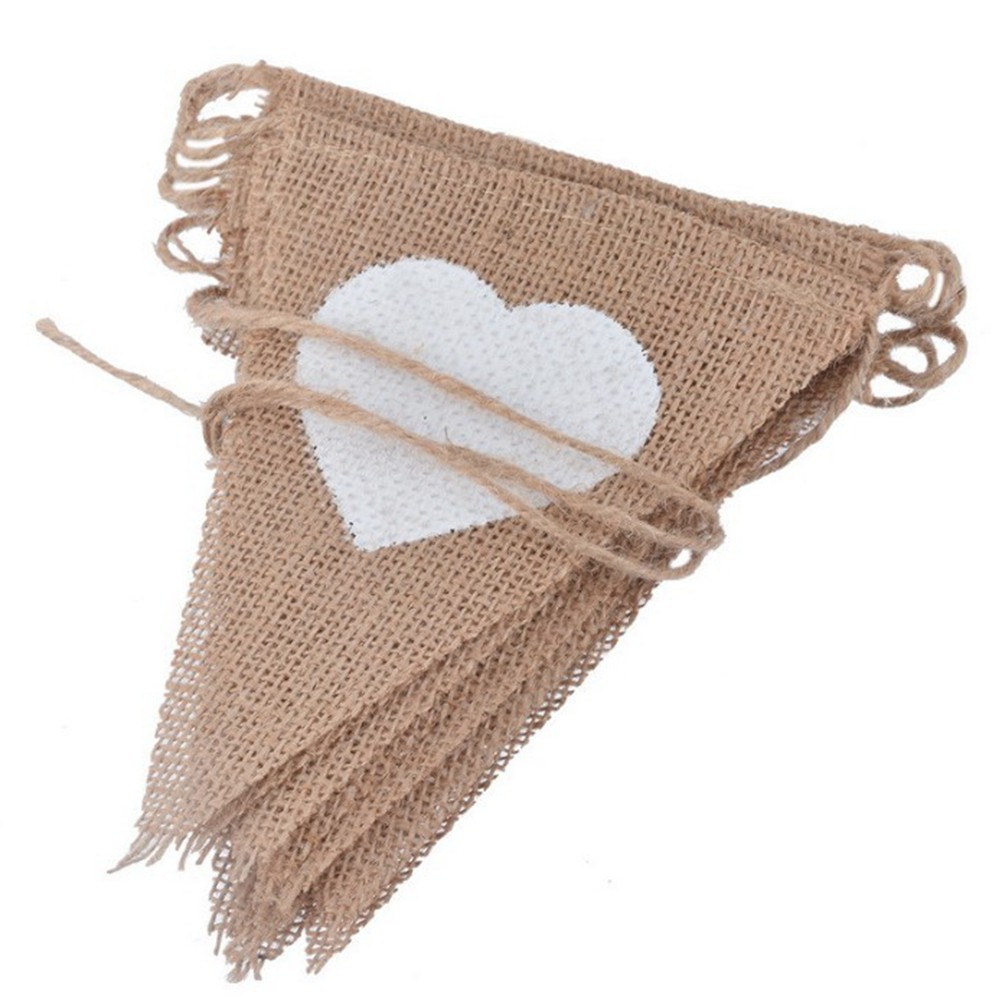 Hearts Valentine S Day Bunting Banners Rustic Jute Burlap Pennant