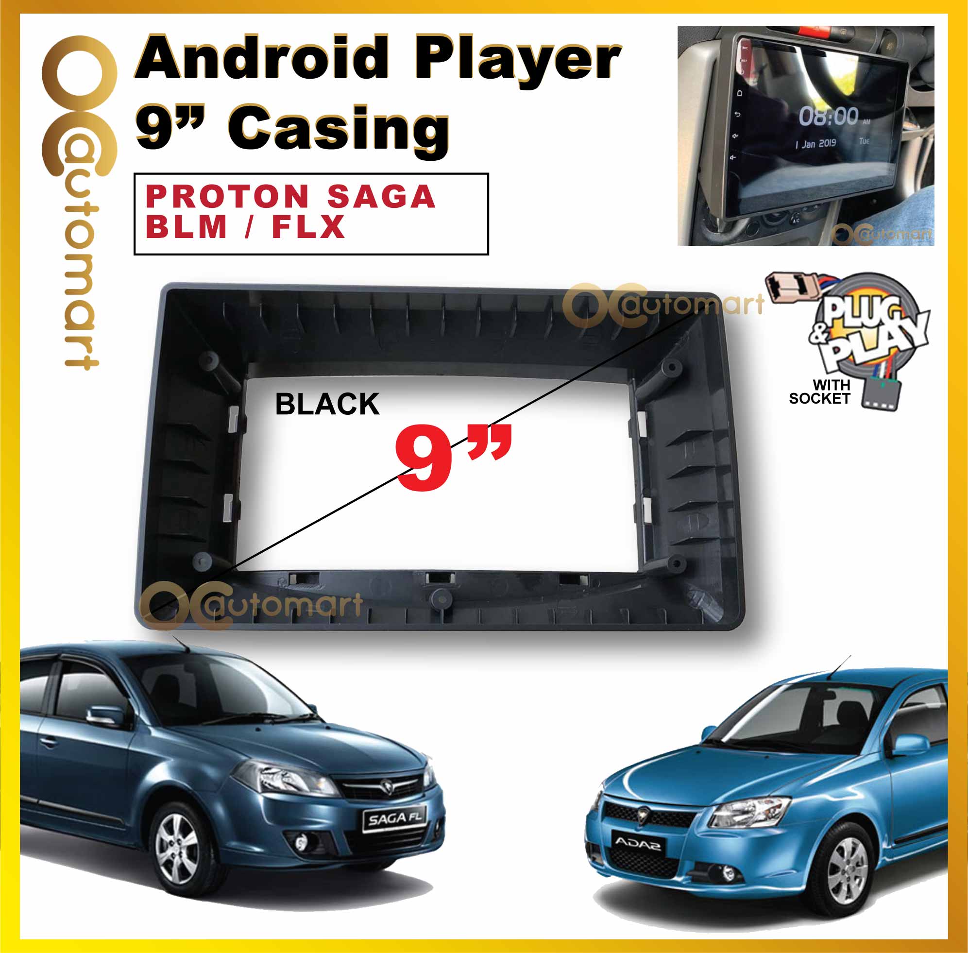 Proton Saga BLM / FLX 2008-2015 Android Player Casing 9" Inch