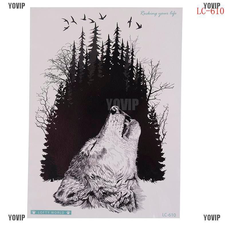 Yovip Wolf Temporary Tattoo Stickers Waterproof Fake Hand Tattoos Adult Men Body Art Shopee Malaysia