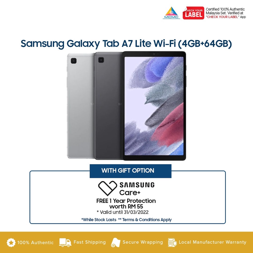 Samsung Galaxy Tab A7 Lite WiFi Tablet T220 (4GB + 64GB) Original SME