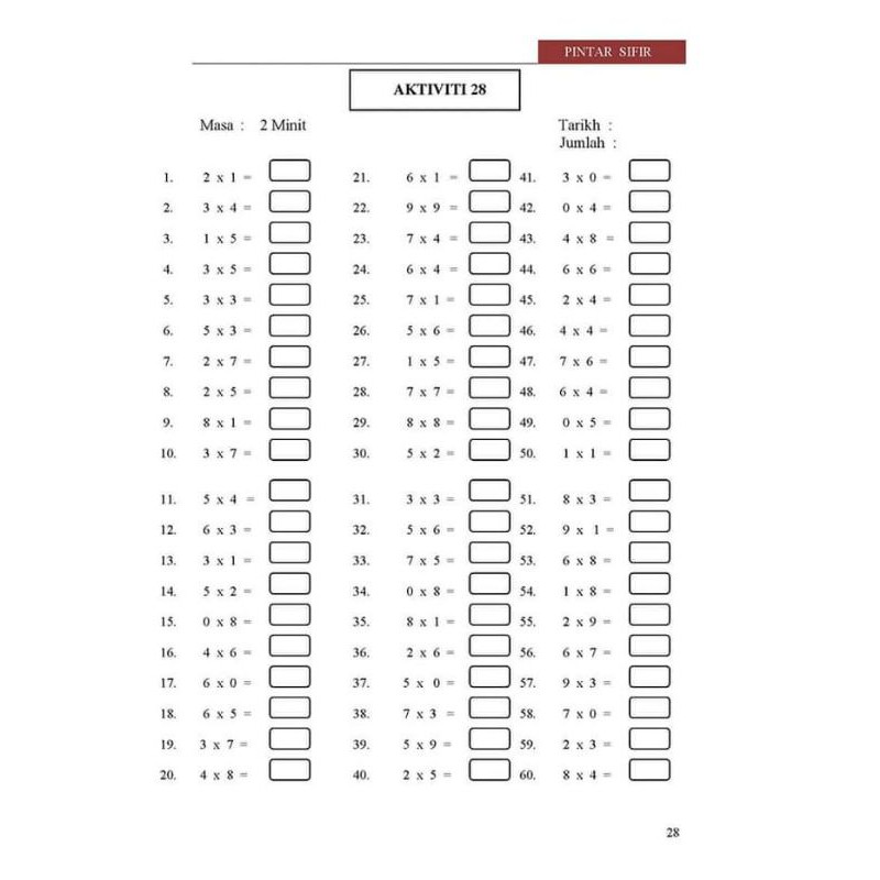 Ready Stok Latih Tubi Operasi Asas Matematik Sifir Darab Bahagi Tambah Tolak Bijak Matematik Shopee Malaysia